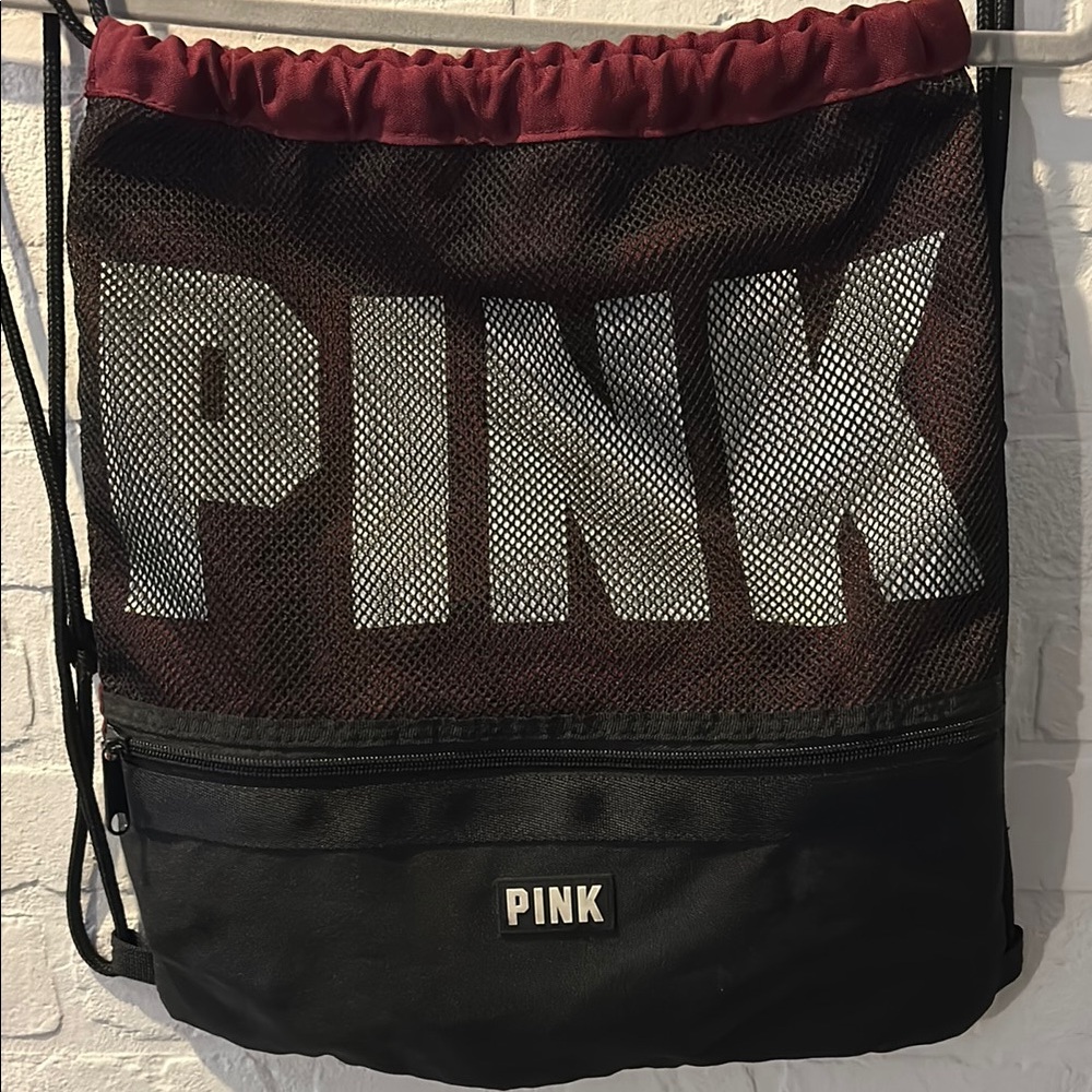 PINK Victoria's Secret Two-Tone Backpack with Drawstring Closure